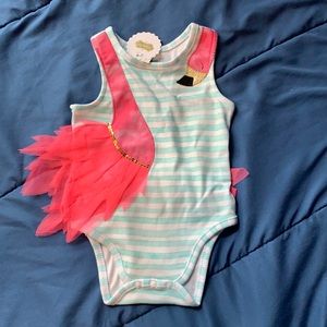 Mud Pie Flamingo Summer striped crawler onsie